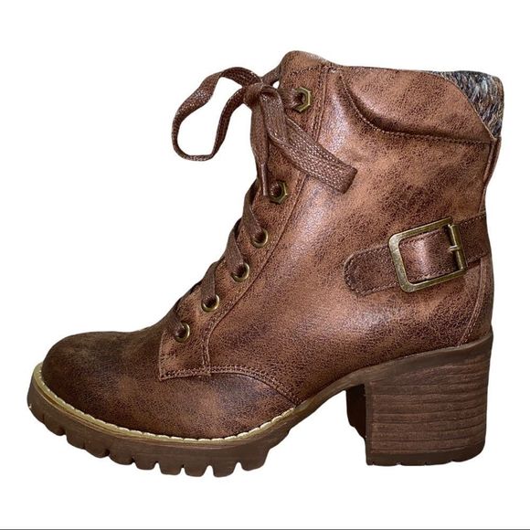 Carlos Santana Gibson Tan Lace up Moto Combat Boots 7M New - Picture 2 of 7